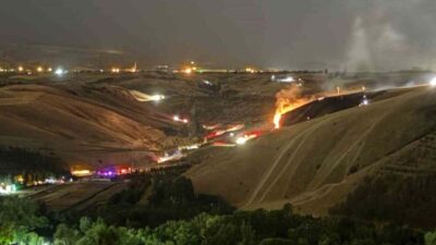 Ankara’nın Gölbaşı ilçesinde, Eymir Gölü çevresindeki otluk alanda başlayan yangın,
