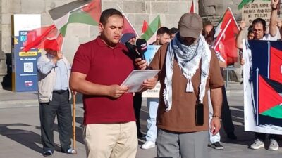  Erzurum'da hekimler ve sağlık çalışanları, İsrail'in Gazze'ye yönelik saldırılarını protesto