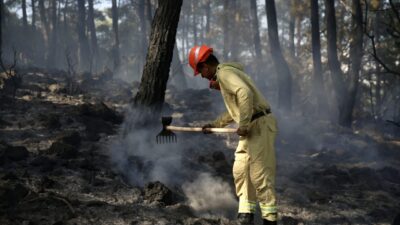 Muğla'nın Fethiye ilçesinde çıkan orman yangını havadan ve karadan müdahaleyle