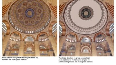 Osmanlı Cihan Devleti’nin kadim mirası, Edirne Selimiye Camii’nde yürütülen restorasyon