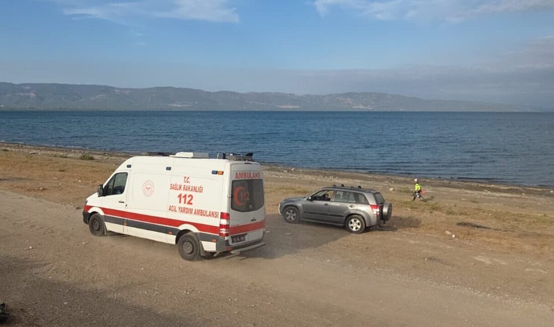  Bursa'nın Orhangazi ilçesinde akaryakıt dökülen yolda kayan otomobil İznik Gölü'ne