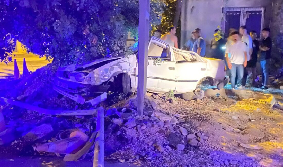  Osmaniye'nin Düziçi ilçesinde reklam tabelası direğine çarpan otomobilin sürücüsü hayatını