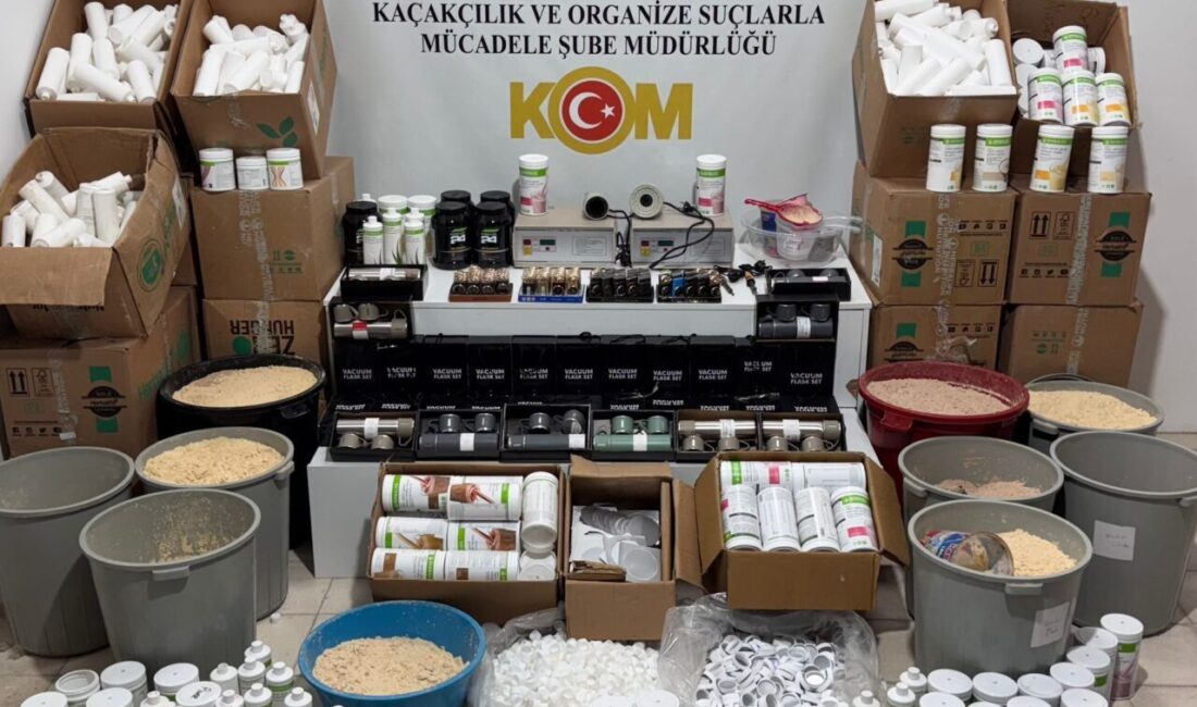 Samsun'un İlkadım ilçesinde sahte zayıflama ve protein tozu imal eden