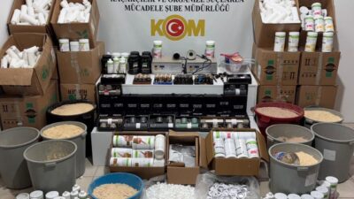 Samsun'un İlkadım ilçesinde sahte zayıflama ve protein tozu imal eden