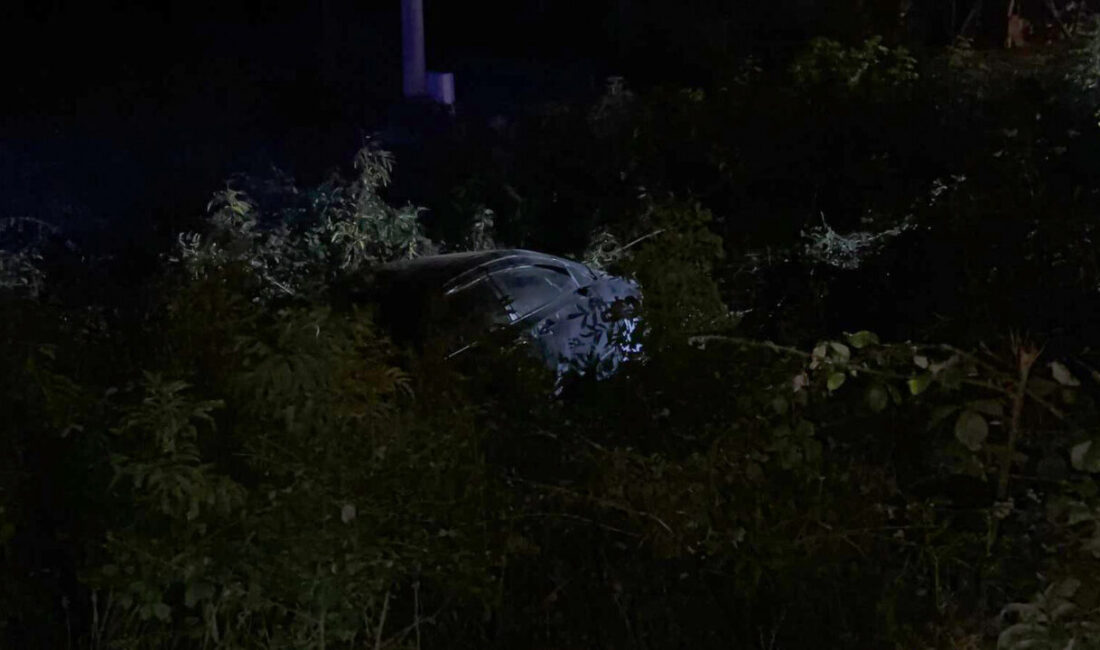  Samsun'un Çarşamba ilçesinde yoldan çıkan otomobilin yeşillik alana girmesi sonucu