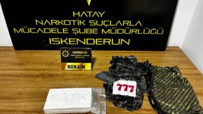 Hatay'ın İskenderun ilçesinde, 1 kilo 100 gram kokain ele geçirilen