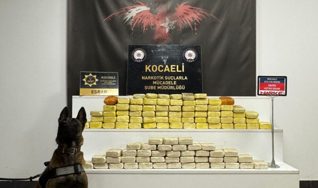 Kocaeli'de bir otomobilde 45 kilo 750 gram eroin ile 1