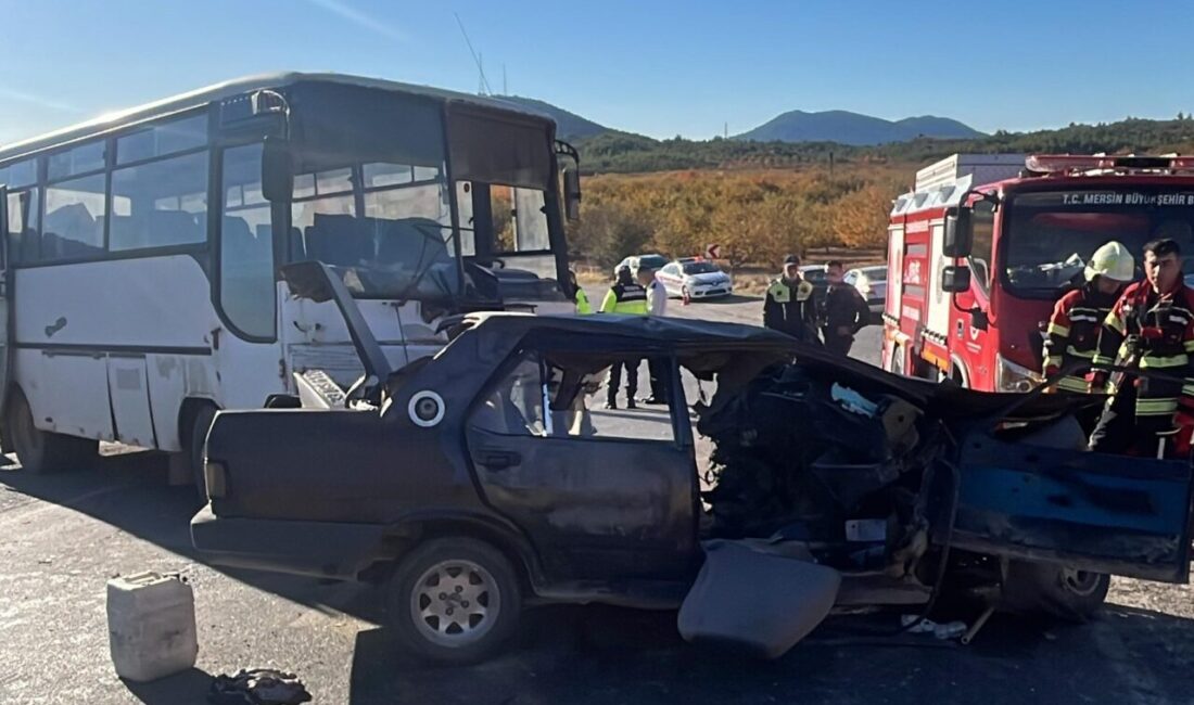  Mersin'in Gülnar ilçesinde otobüs ile otomobilin çarpışması sonucu 1 kişi