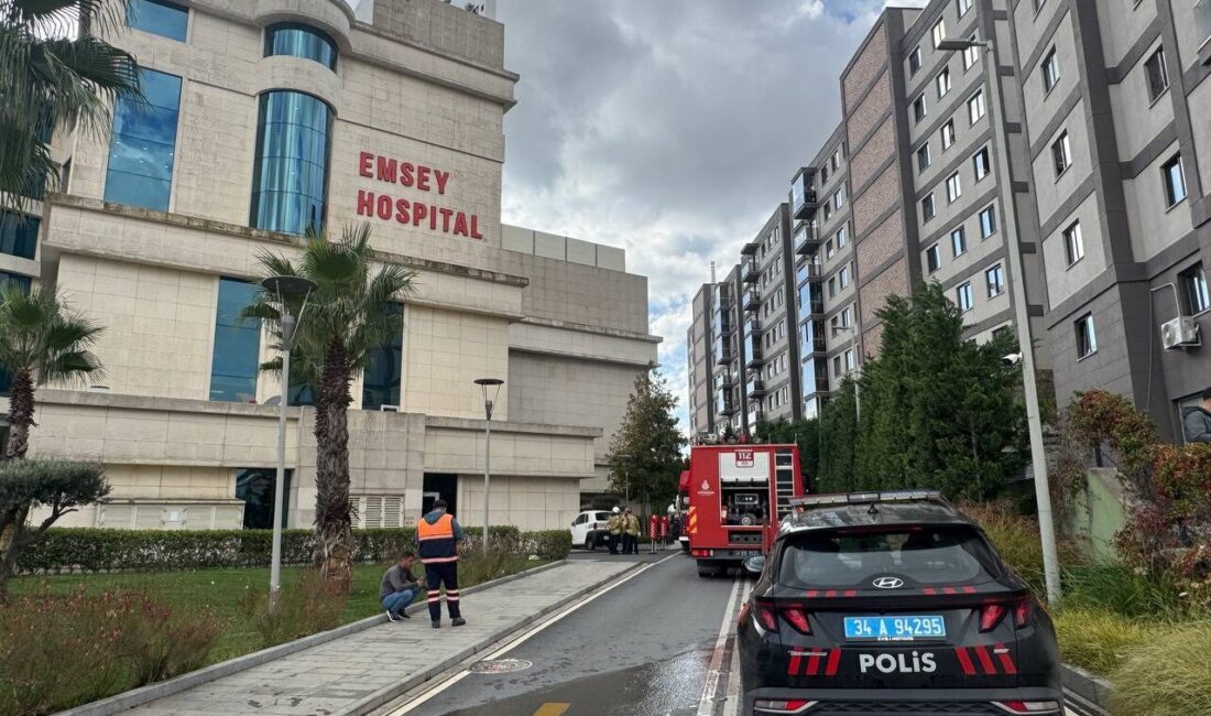 İstanbul Pendik'te özel bir hastanenin çatısında çıkan yangına, itfaiye ekipleri