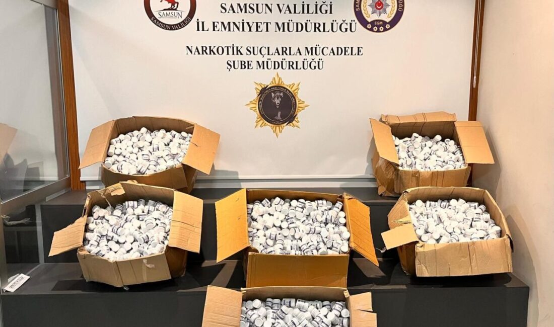 Samsun'un İlkadım ilçesinde düzenlenen uyuşturucu operasyonunda tıra gizlenmiş 153 bin