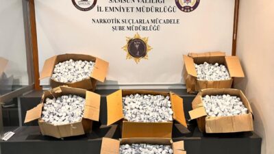 Samsun'un İlkadım ilçesinde düzenlenen uyuşturucu operasyonunda tıra gizlenmiş 153 bin
