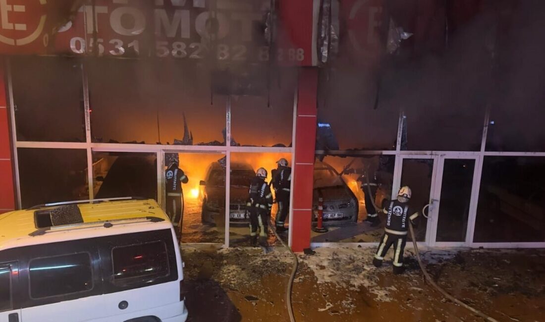 Denizli'nin Pamukkale ilçesinde oto galeride çıkan ve 5 araca zarar