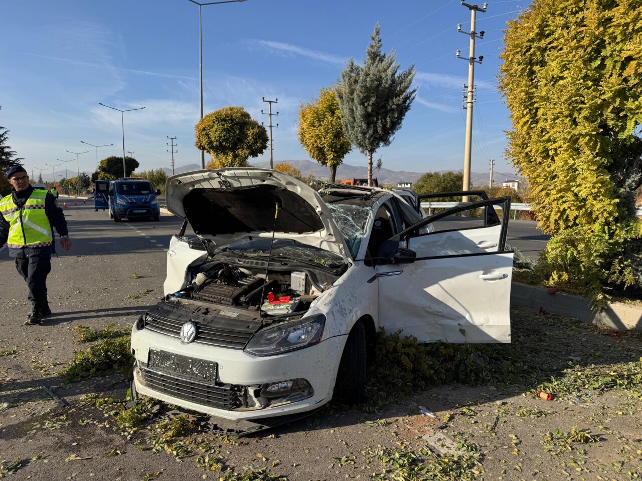 Elazığ'da refüjdeki aydınlatma direğine çarpan otomobildeki 2'si ağır 6 kişi