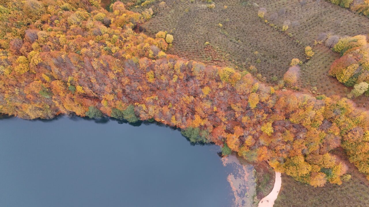 Ordu'nun Gölköy ilçesinde sonbahar renklerinin hakim olduğu Ulugöl Tabiat Parkı,