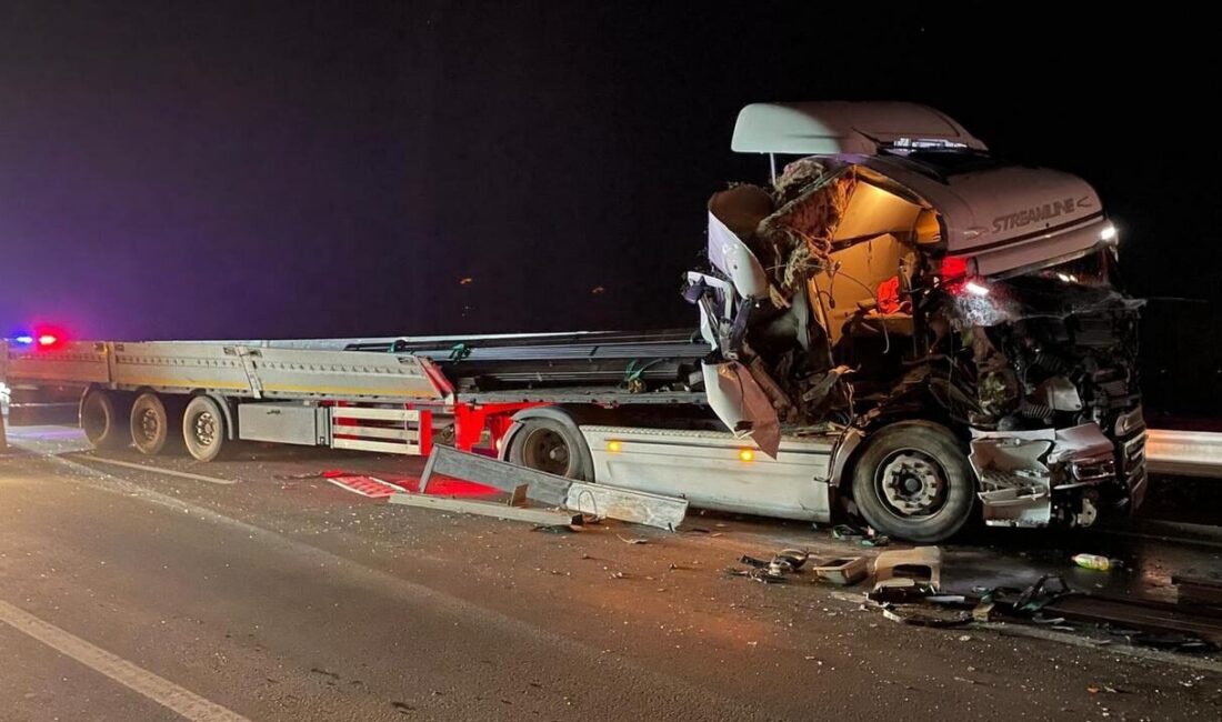 Sakarya'nın Pamukova ilçesinde kamyona çarpan demir yüklü tırın sürücüsü yaralandı.
