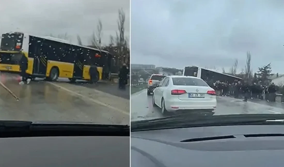 Büyükçekmece E-5 Güzelce mevkiinde seyir halindeki bir İETT otobüsü kontrolden