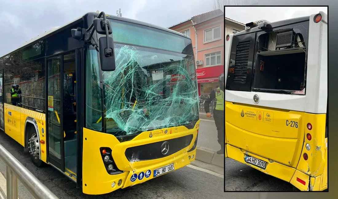 Üsküdar’da iki İETT otobüsü, otobüs durağında çarpıştı. Kazada şans eseri