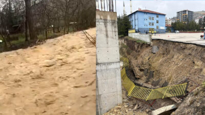 Başkentte etkili olan yoğun yağışlar sonrası bazı dereler taşarken, Yenimahalle